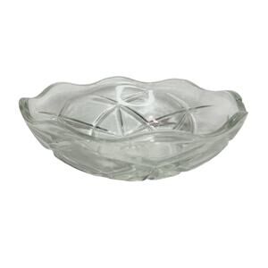 Small Bowl KIG Malaysia Vintage Clear round 4" Scalloped Mini Cut Glass Burst
